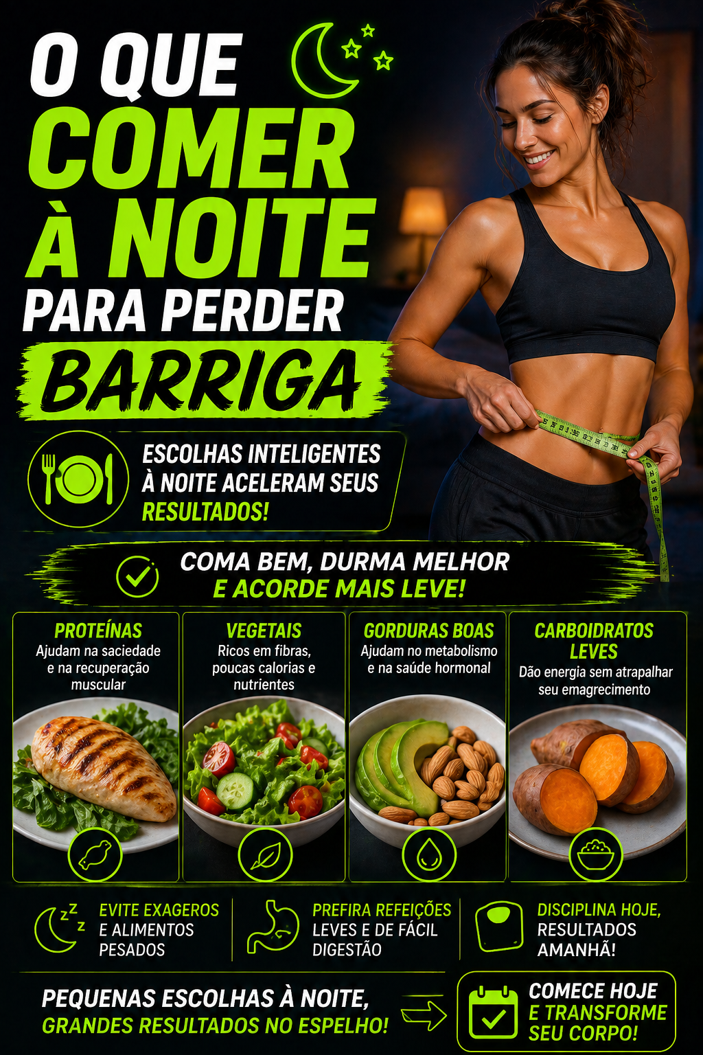 o que comer à noite para perder barriga