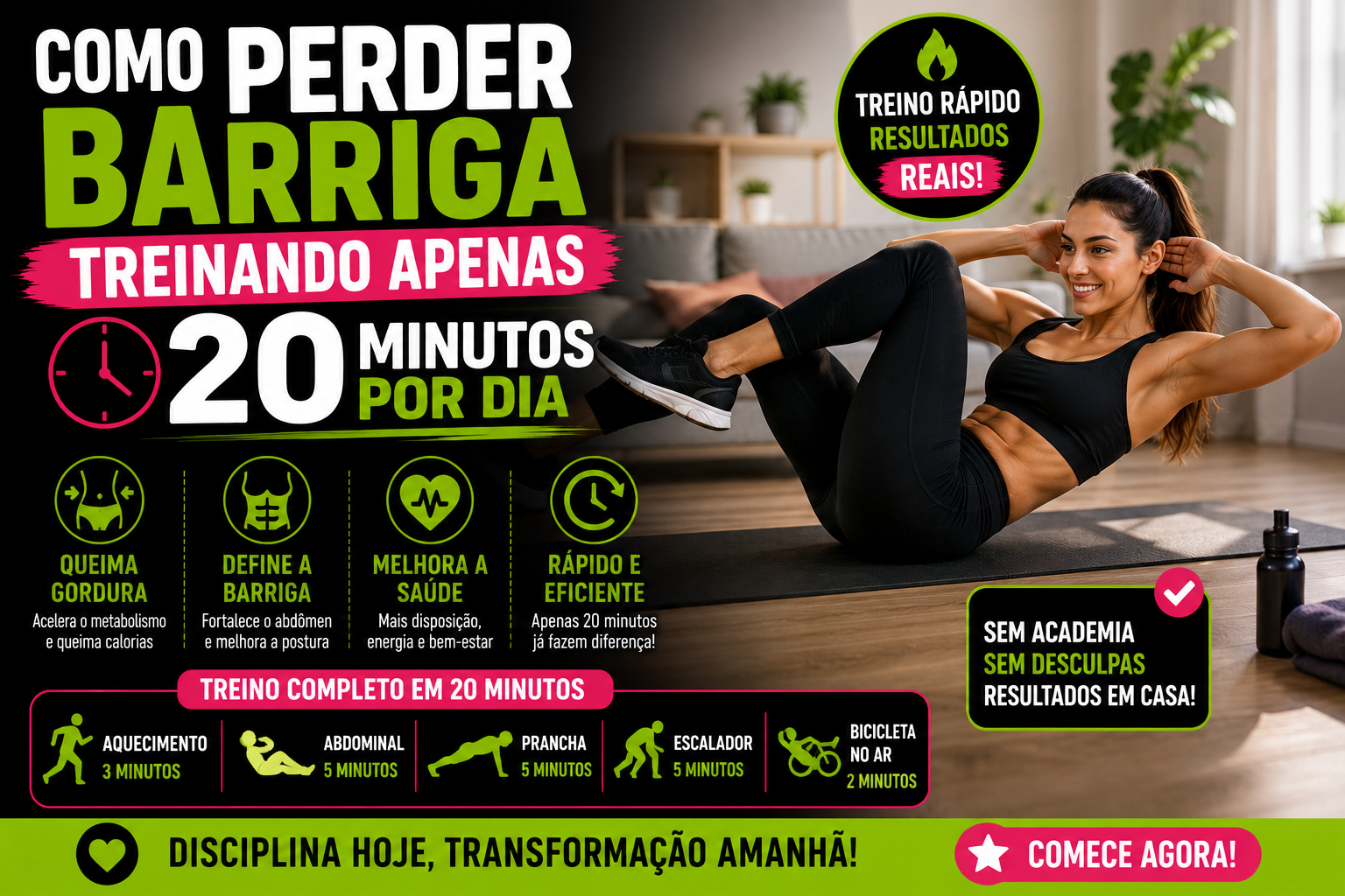 como perder barriga treinando apenas 20 minutos por dia