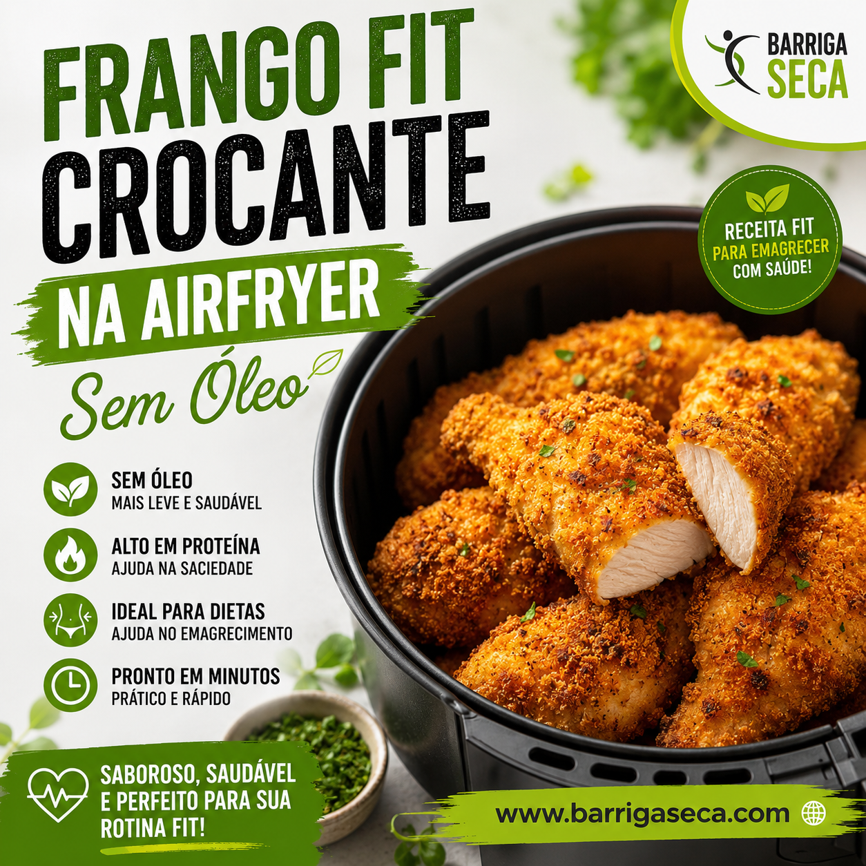 frango fit crocante na airfryer sem óleo saudável para emagrecer