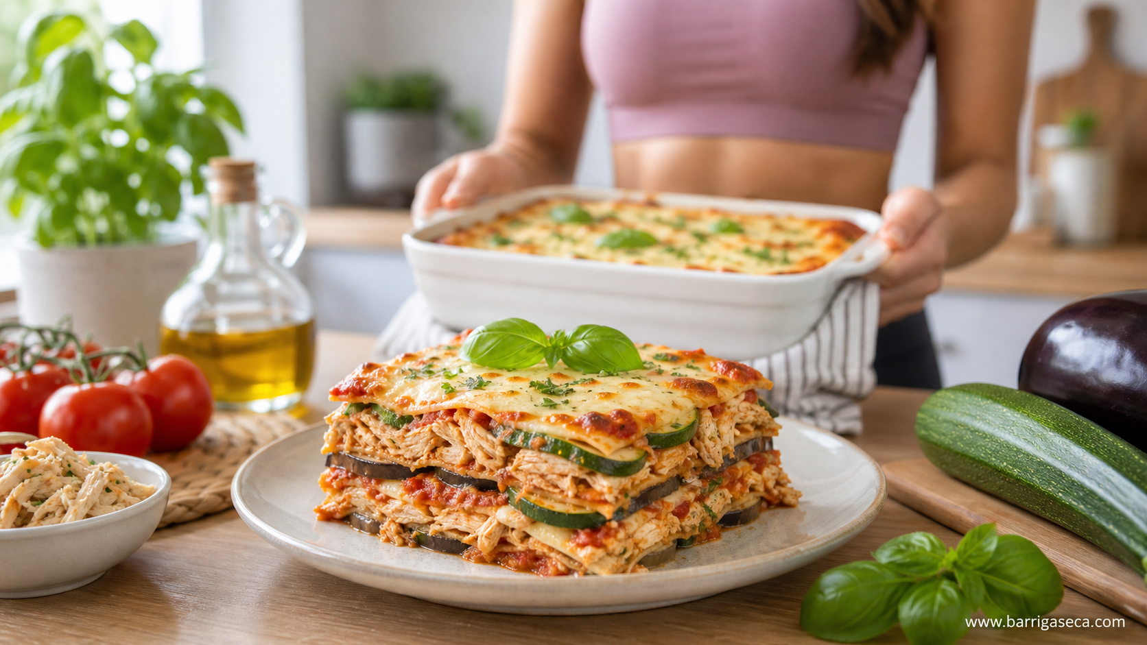 lasanha fitness leve com frango e legumes