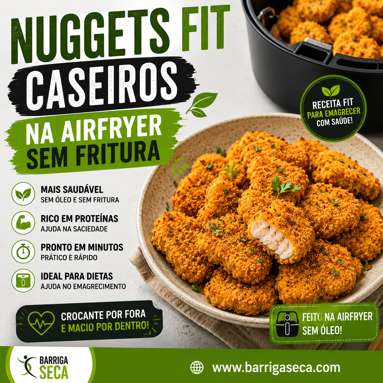 nuggets fit caseiros na airfryer sem fritura saudáveis para emagrecer