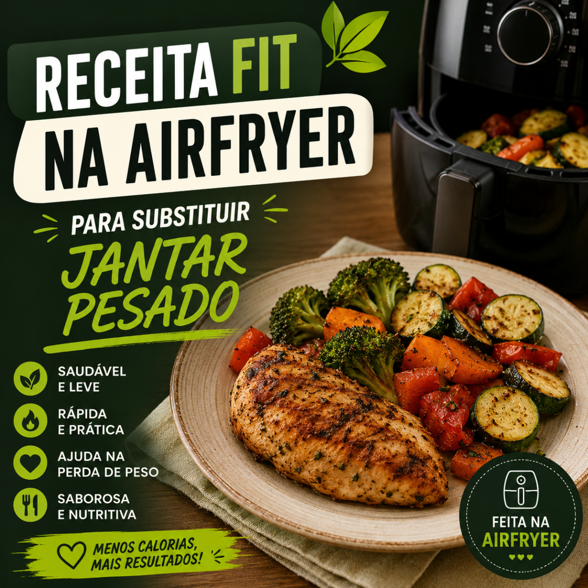 receita fit na airfryer para substituir jantar pesado e emagrecer