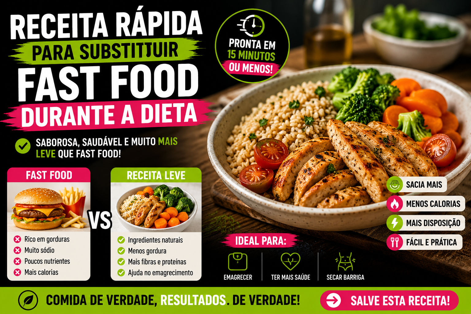 receita rápida para substituir fast food durante a dieta