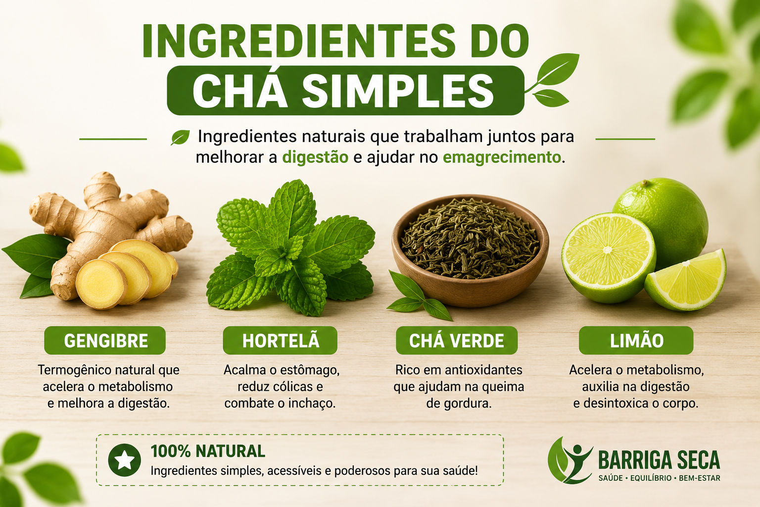 ingredientes do chá simples para digestão e emagrecimento