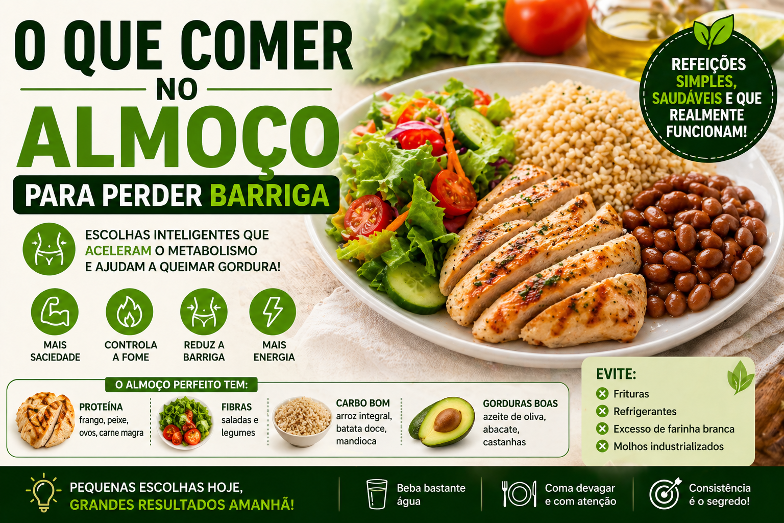 o que comer no almoço para perder barriga