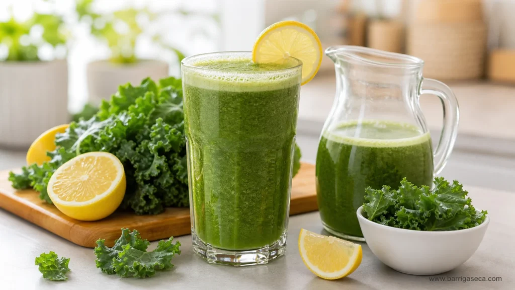 Couve com limão em suco verde detox caseiro