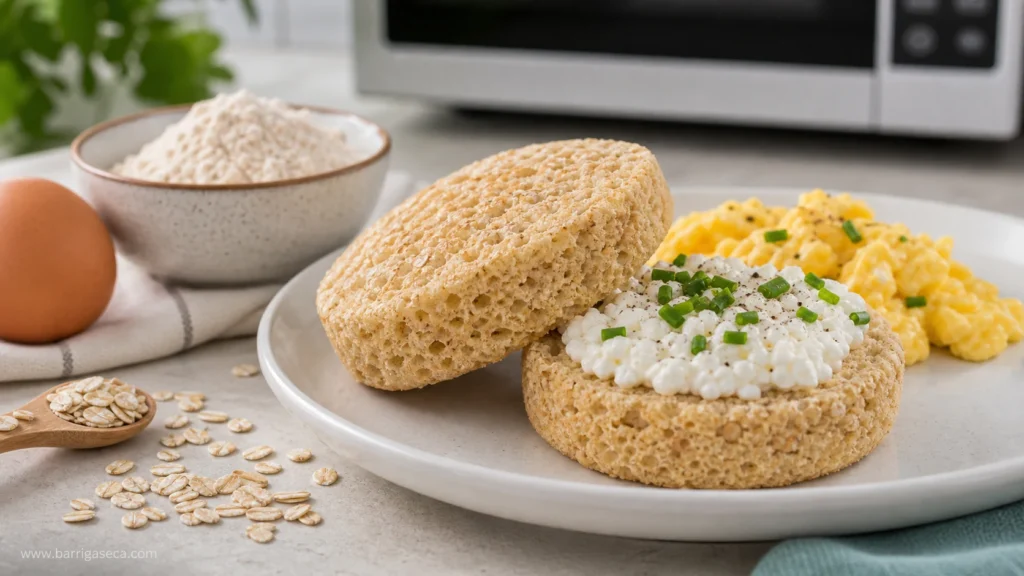 Pão de aveia de micro-ondas pronto em 90 segundos