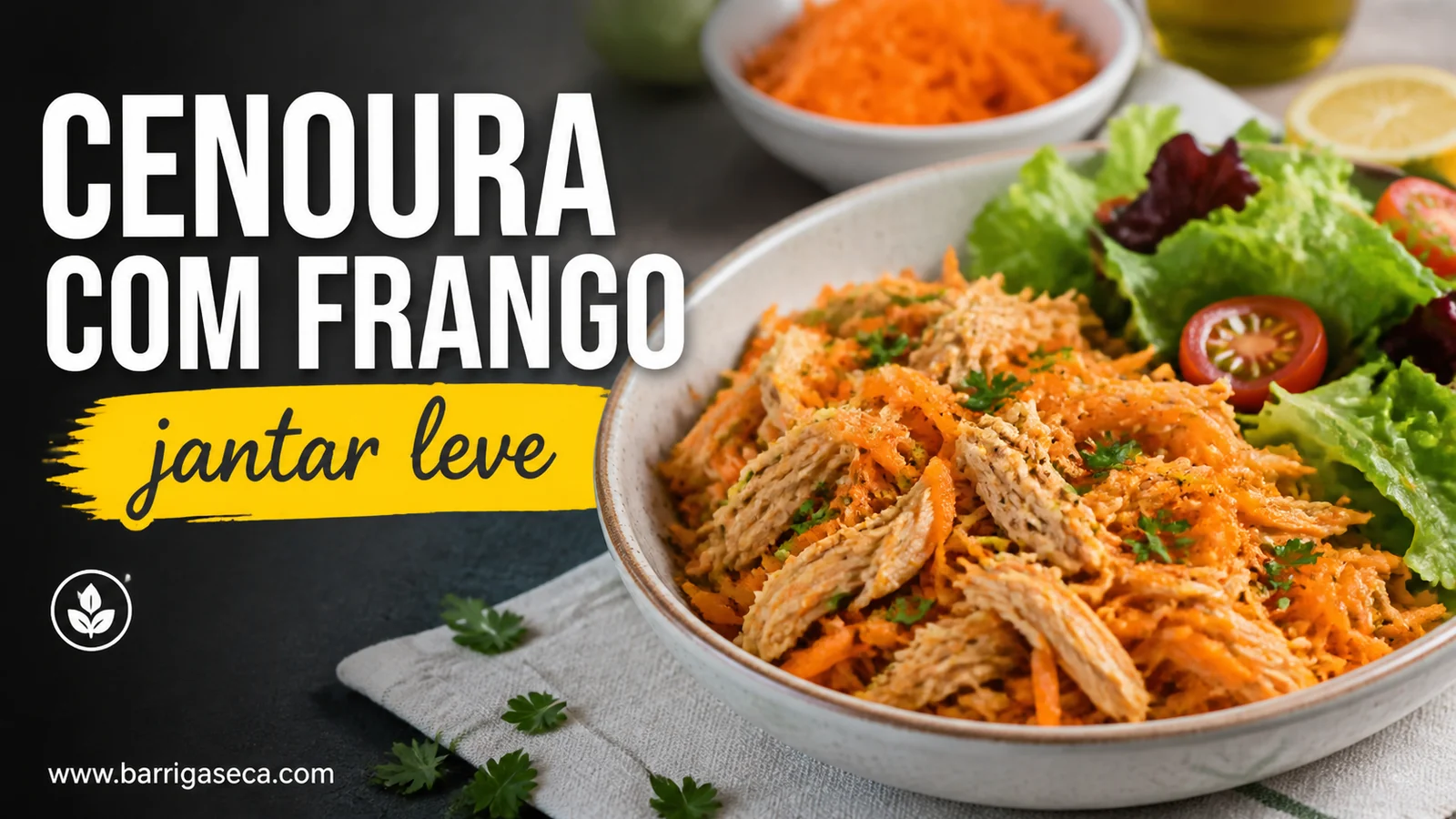 Cenoura com frango desfiado em jantar leve